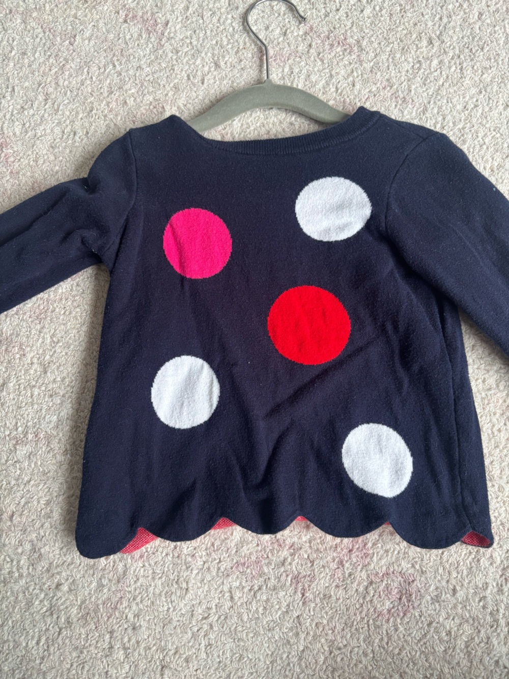 Jacadi Navy Sweater with Red, Pink and White Polka Dots